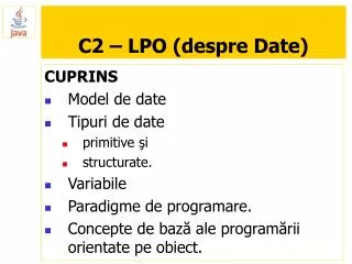 c2 lpo despre date