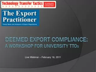 Deemed export compliance: a workshop for university tto s