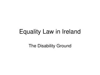 Equality Law in Ireland
