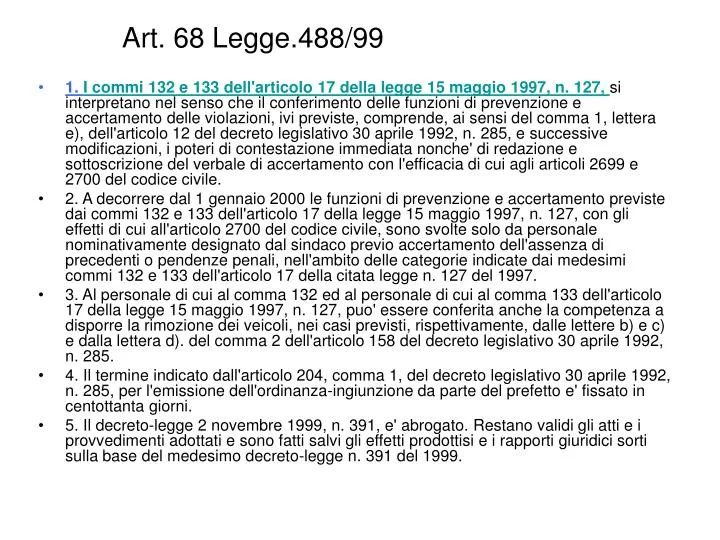 art 68 legge 488 99