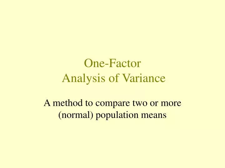 one factor analysis of variance