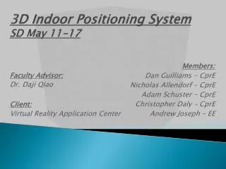 3D Indoor Positioning System SD May 11-17