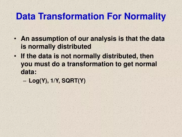 data transformation for normality