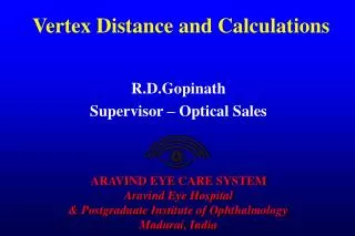 Vertex Distance and Calculations