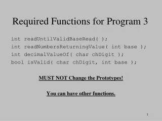 Required Functions for Program 3