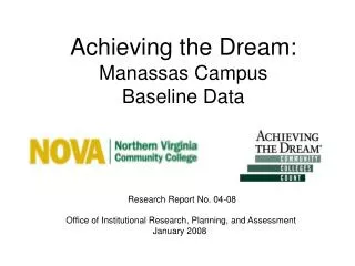 Achieving the Dream: Manassas Campus Baseline Data