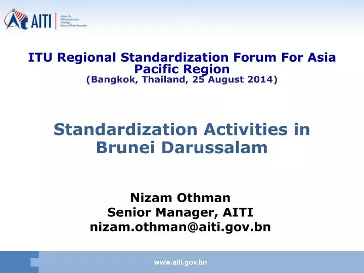 standardization activities in brunei darussalam