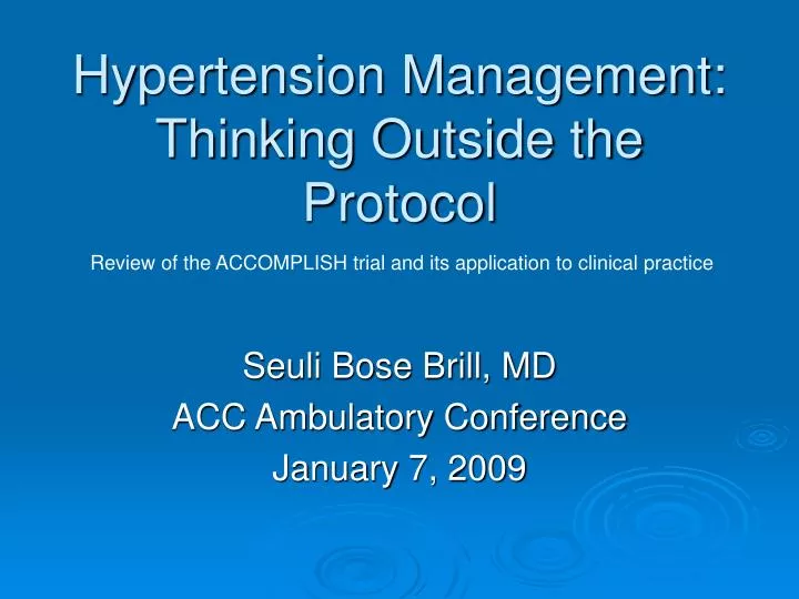 hypertension management thinking outside the protocol