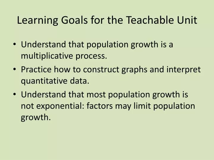 learning goals for the teachable unit