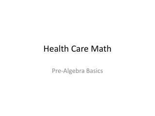 Health Care Math
