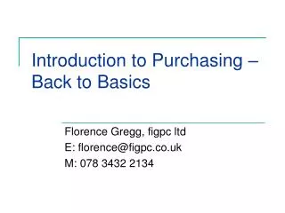 Introduction to Purchasing – Back to Basics