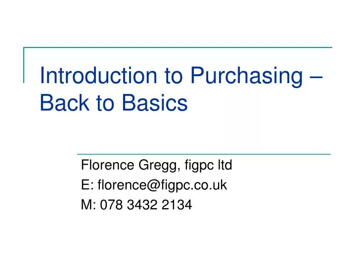 introduction to purchasing back to basics