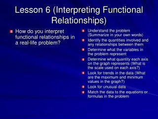 Lesson 6 (Interpreting Functional Relationships)
