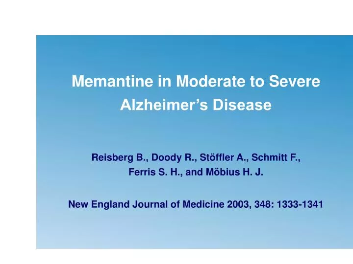 memantine in moderate to severe alzheimer s disease