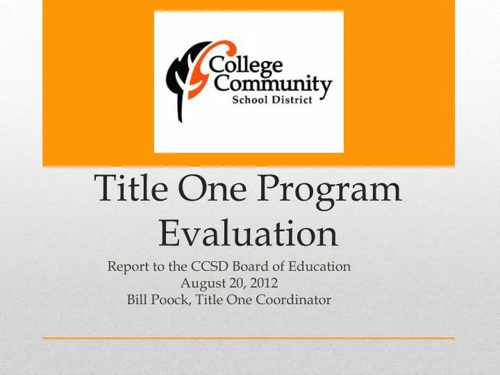 title one program evaluation