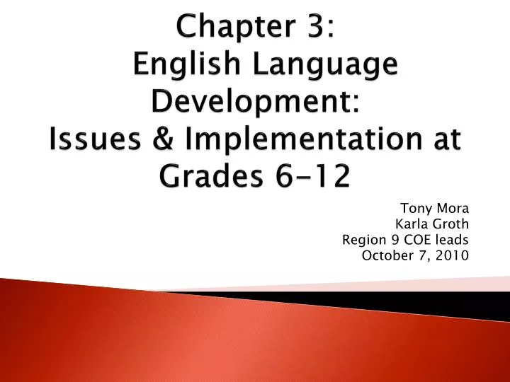 chapter 3 english language development issues implementation at grades 6 12