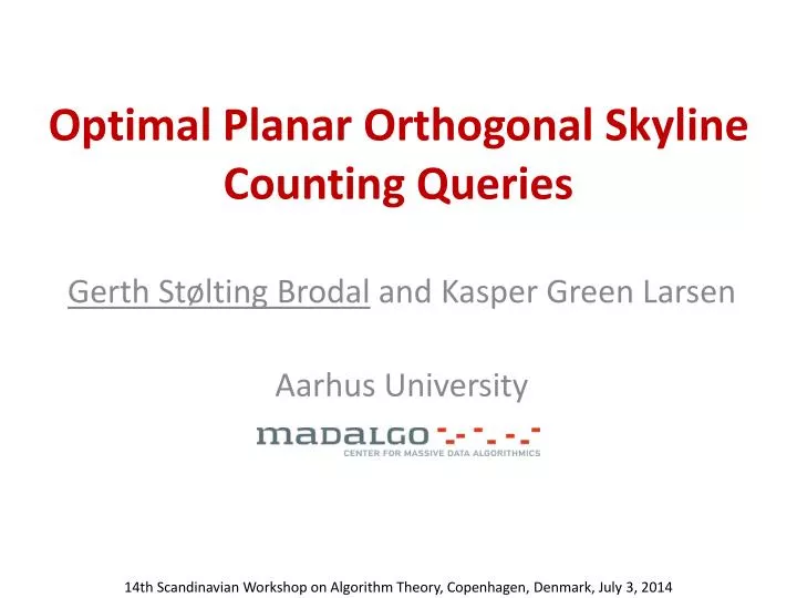 optimal planar orthogonal skyline counting queries