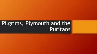 Pilgrims, Plymouth and the Puritans