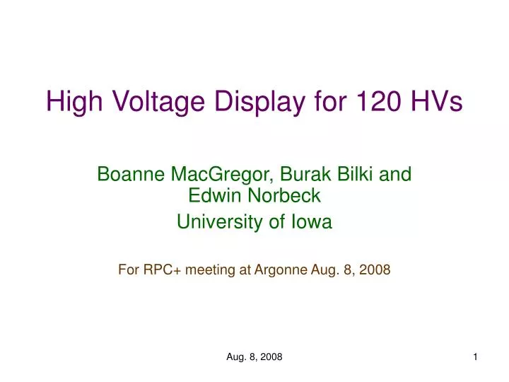 high voltage display for 120 hvs