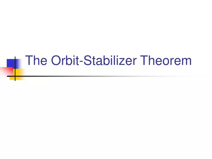 the orbit stabilizer theorem
