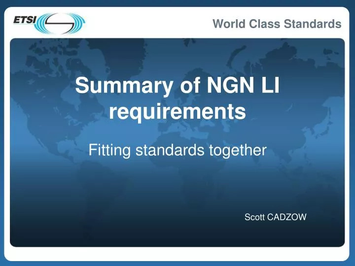 summary of ngn li requirements