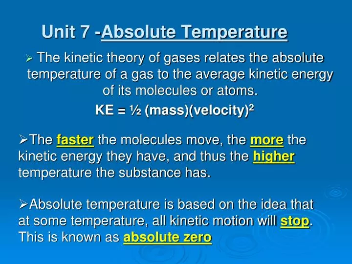 unit 7 absolute temperature
