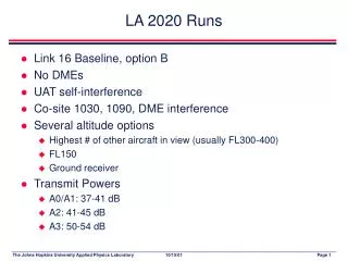 LA 2020 Runs