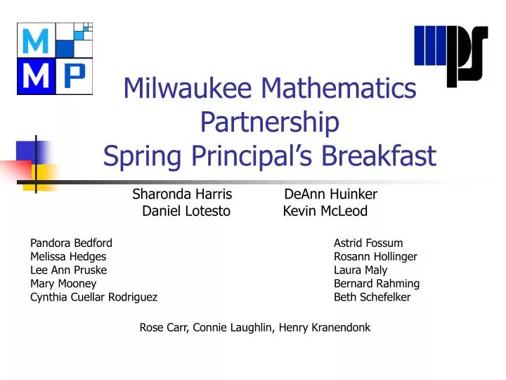 milwaukee mathematics partnership spring principal s breakfast