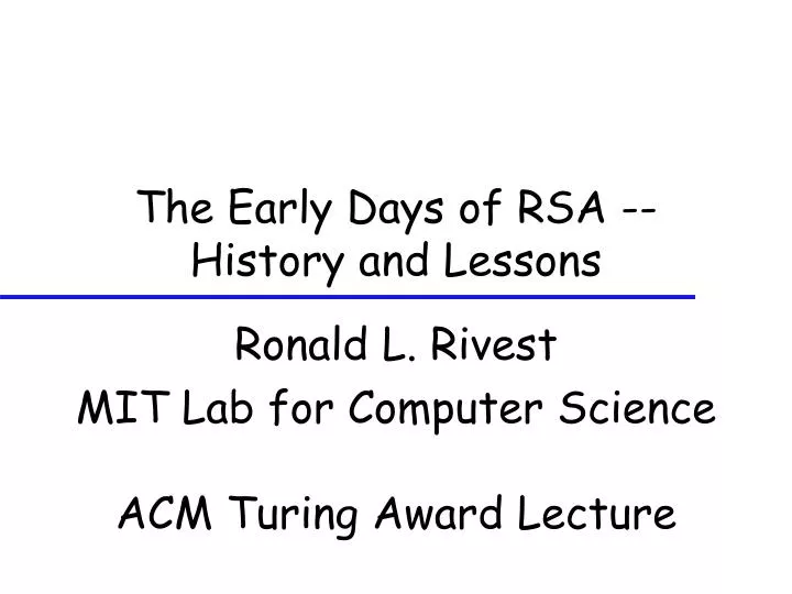 the early days of rsa history and lessons