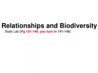 Relationships and Biodiversity