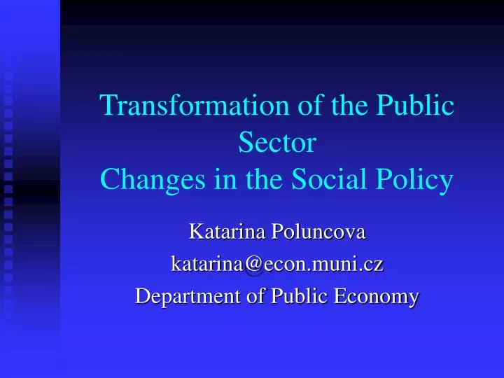 transformation of the public sector changes in the social policy