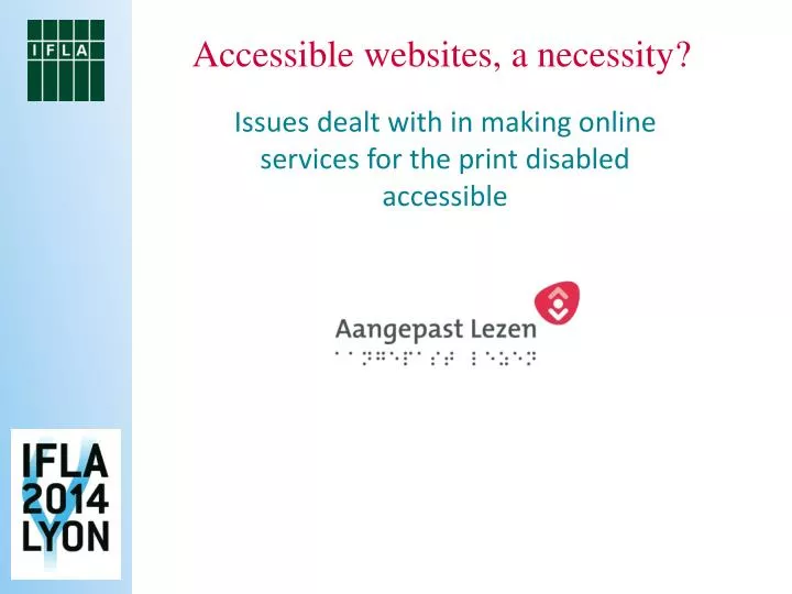issues dealt with in making online services for the print disabled accessible