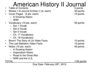 American History II Journal