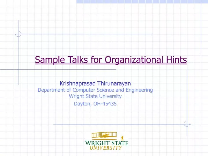 sample talks for organizational hints