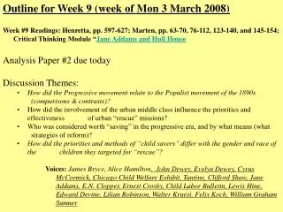 Outline for Week 9 (week of Mon 3 March 2008)