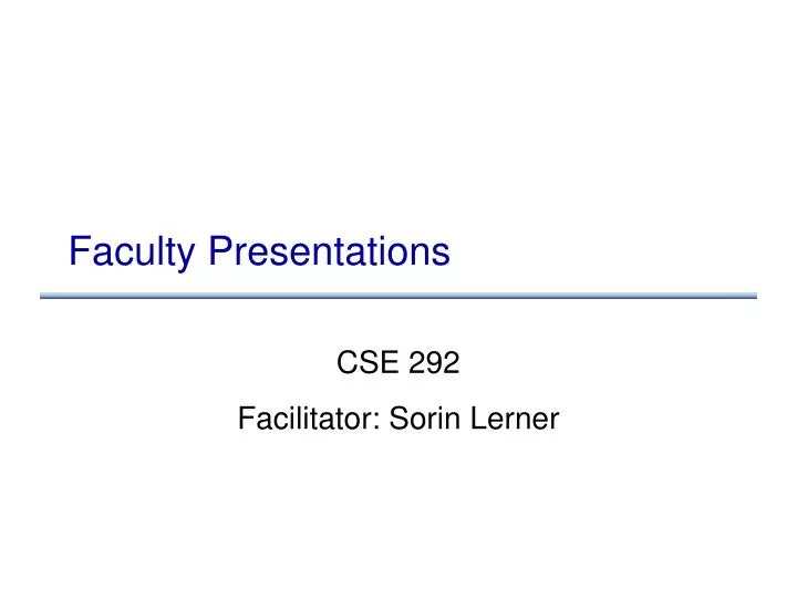 faculty presentations