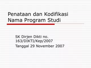penataan dan kodifikasi nama program studi