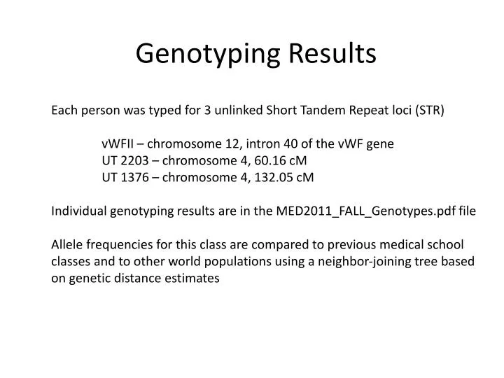 genotyping results