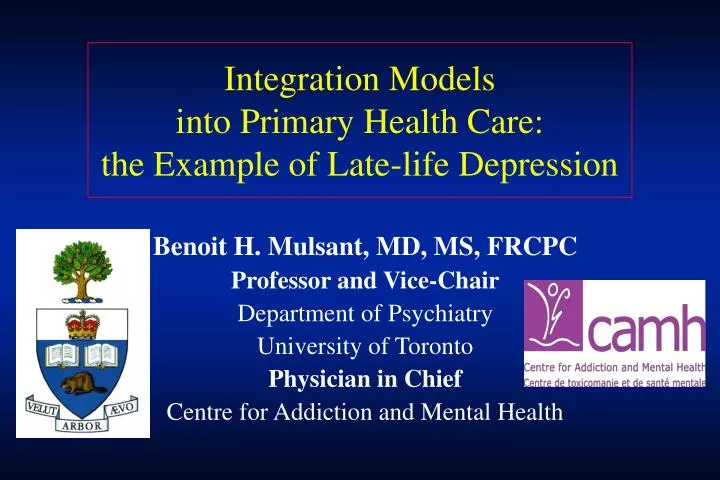 integration models into primary health care the example of late life depression