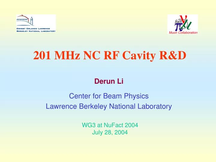 201 mhz nc rf cavity r d