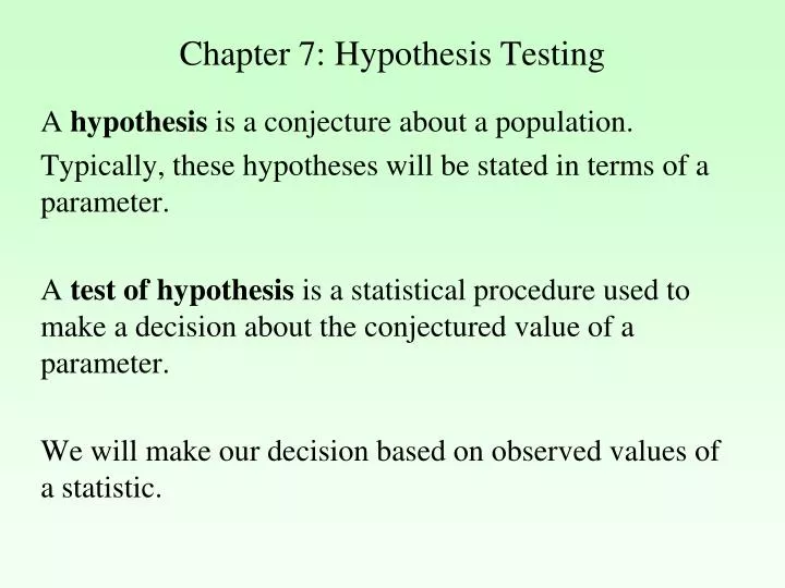 chapter 7 hypothesis testing