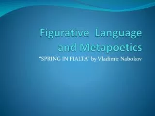 Figurative Language and Metapoetics