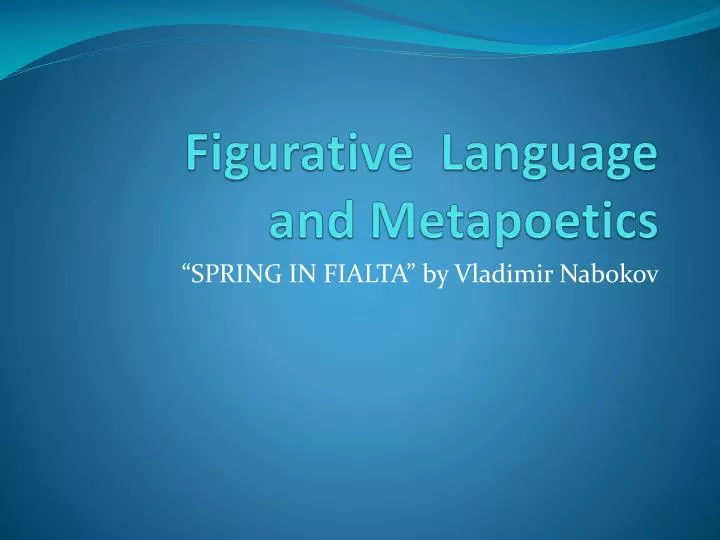 figurative language and metapoetics