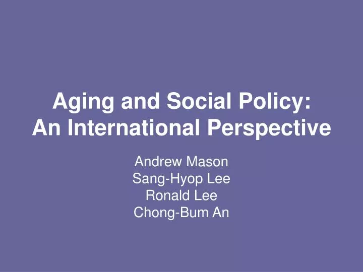 aging and social policy an international perspective