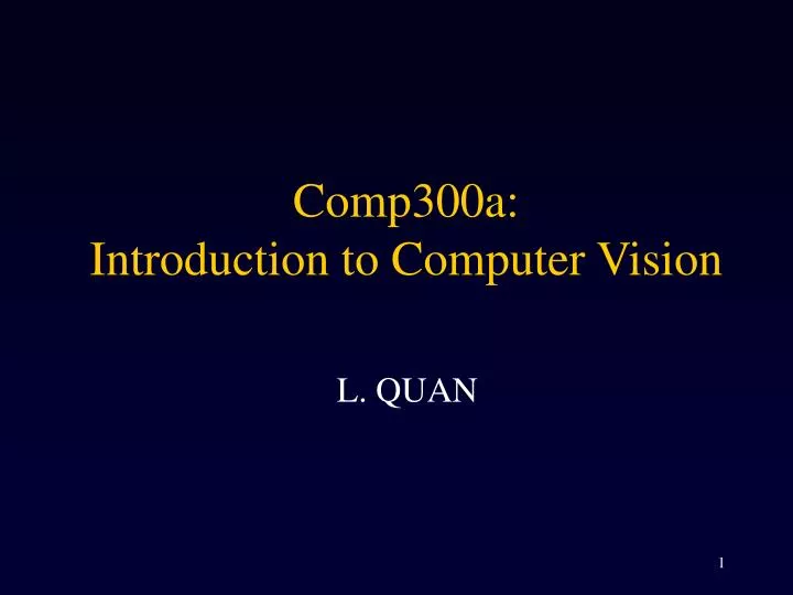 comp300a introduction to computer vision