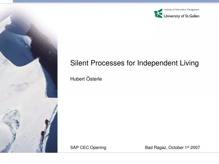 silent processes for independent living hubert sterle