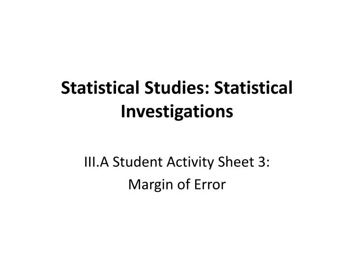 statistical studies statistical investigations