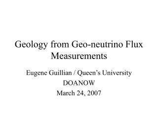 Geology from Geo-neutrino Flux Measurements