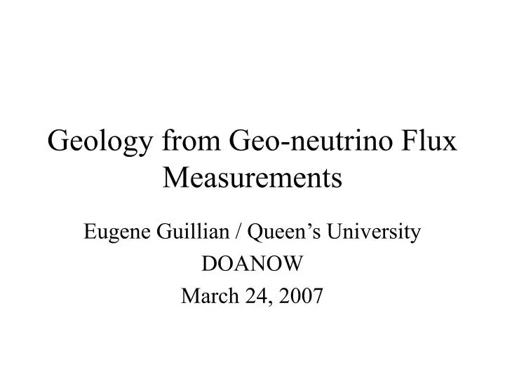 geology from geo neutrino flux measurements