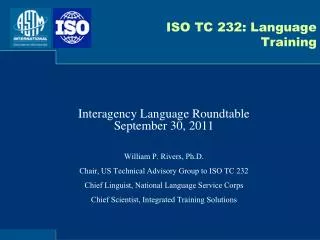 ISO TC 232: Language Training